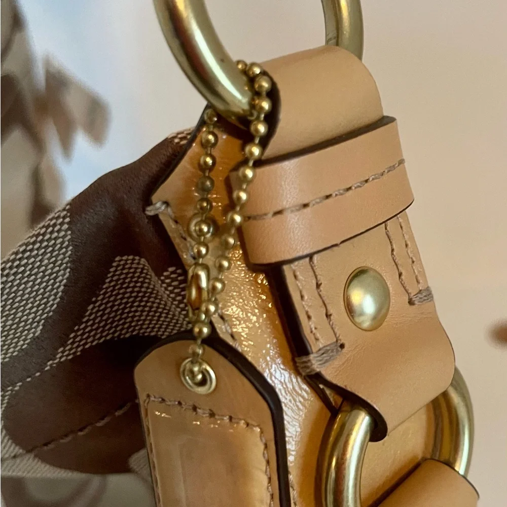 COACH SIGNATURE SLIM CARLY HANDBAG Brown and Tan - Picture 3 of 10